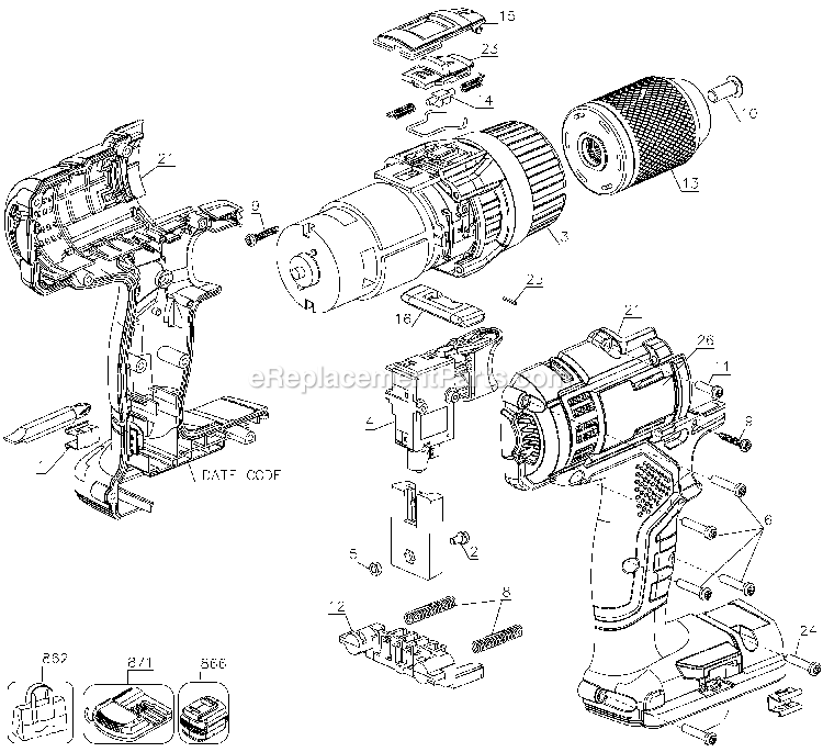 Porter Cable PCL180CD (Type 1) 18v Drill/Driver Power Tool Page A Diagram